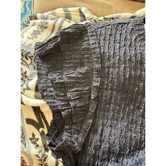 DR2 Women's Dark Blue Ruffle Sleeve Blouse Size L - Picture 7 of 7